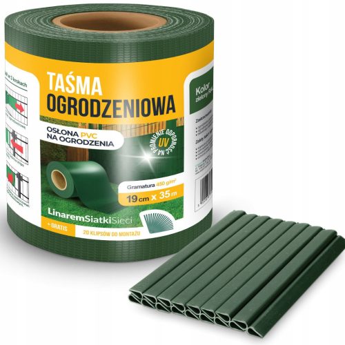 Zöld kerítésszalag 19 cm x 35 m + kapcsok