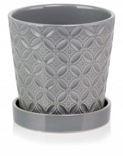  Polnix virágcserép 15 cm x 15 x 15 cm átmérő 15 cm kerámia sötétszürke, szürke és ezüst árnyalatai