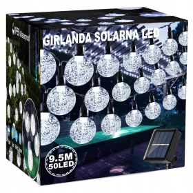    GARLAND SOLÁR LÁMPÁK KERTI ERKÉLYES TERASZHOZ KÜLTÉRI 50LED 9,5M