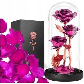    ÖRÖK RÓZSA ÜVEGBEN, IZZÓ LED NEKI, ANYÁK NAPJA AJÁNDÉK