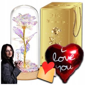   Virág dekoráció - Örök rózsa üveg piros virágdoboz rózsa PREMIUM INGYENES VALENTIN NAP