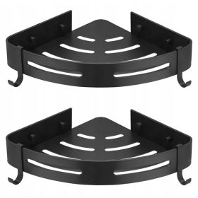   Fürdőszoba polc - FÜRDŐSZOBA POLC SAROK ZUHANYHATÓHOZ, FEKETE, FÜRDŐSZOBÁHOZ AKKOROS