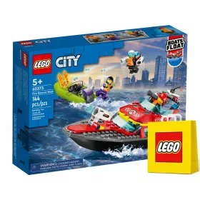    LEGO City 60373 tűzoltó csónak + LEGO VP papírzacskó közepes 41 cm x 34 cm x 11 cm AJÁNDÉKTÁSKA