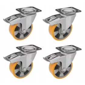   Kerekek 4 db, átmérő 125 mm, kerekek 1200 kg-ig/4 kocsi kerekek, alumínium poliuretán