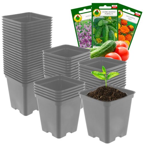 Bobimarket virágcserép 9 cm x 9 x 9,5 cm, fekete műanyag