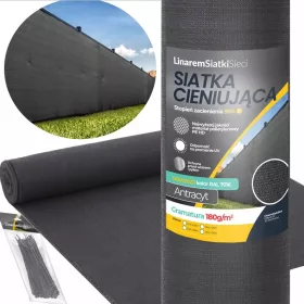  Árnyékolóháló Linarem SiatkiSieci 95% 1,8 m x 25 m antracit