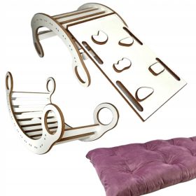    Gyermek fa Montessori hinta + Rózsa párna + Fal + Csúszda