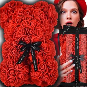   Virág dekoráció - MEDVE RÓZSÁVAL AJÁNDÉKÖTLET VALENTIN NAPRA NŐNAPRA + DOBOZ