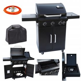    NÉMETORSZÁG LANDMANN 3.1 GÁZGRILL + öntöttvas BURKOLATRÁCS HENGERSZEKRÉNY