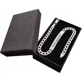  Férfi ezüst páncél karkötő 5.0 gravírozott lemezzel