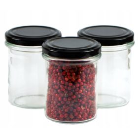   Élelmiszertartó - Tartályos üvegek 200 ml 9,2x6,3 cm átlátszó és fekete 12 db