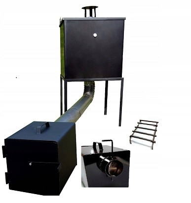  Komplett kerti fém füstölő 50x50x50 + csappantyú + rács a kandallóban