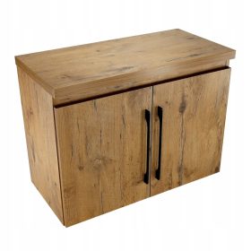    Fürdőszoba szekrény mosdóval, fekete fogantyúkkal, tölgy padlás, polc 80 cm