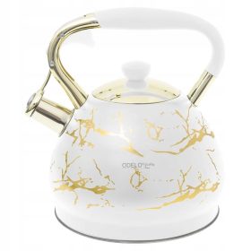   Teafőző kanna - Odelo hagyományos acél vízforraló, 3 l, fehér, sárga és arany árnyalatokkal