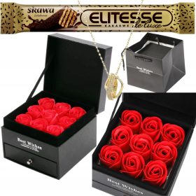   Virág dekoráció - Örök rózsa üveg nyaklánc Valentin napi ajándék + SKAWA WAFFLE ELITESSE DE LUX 20G