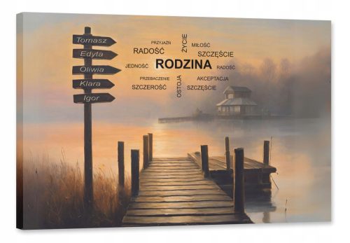 Falfestészet - KÉP CSALÁDI OTTHON - SAJÁT SZÖVEG - 5 NÉV 120x80