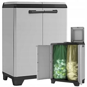   Szemetes szelektált hulladékgyűjtéshez - Keter 246640 szürke és fekete hulladékválogató konténer