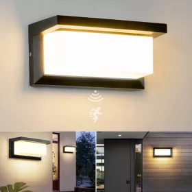   Kerti fali lámpa - Powerbang fekete kerti fali lámpa, beépített 18 W-os LED forrás