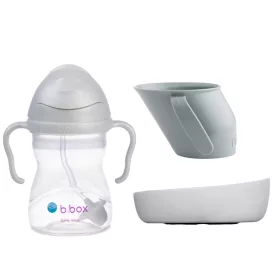    Szett Palack szívószállal 240 ml B.BOX + Crooked bögre és tál szürke DOIDY