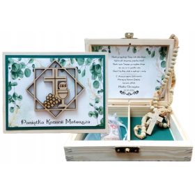    Szentáldozás emléktárgya rózsafüzér-készlettel, úrvacsorai ajándék