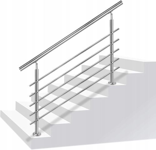 Rozsdamentes acél korlát 5 keresztrúddal, 120 cm
