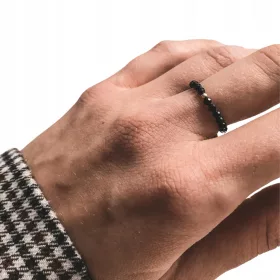    Fekete elasztikus gyűrű, fekete turmalin gyűrű, védő talizmán