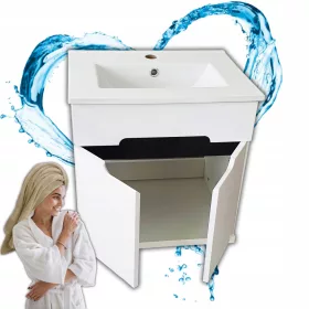   Fehér fürdőszobai szekrény kerámia mosdóval BLLOM 50 High Gloss