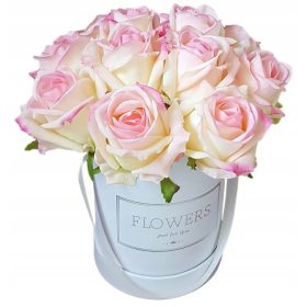   Virág dekoráció - FLOWER BOX ROSES rózsaszín sárga gumi szilikon rózsa