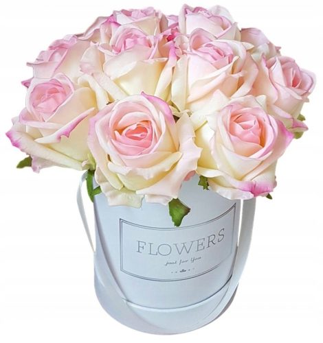Virág dekoráció - FLOWER BOX ROSES rózsaszín sárga gumi szilikon rózsa