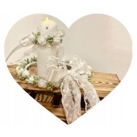    Áldozási koszorú, úrvacsora koszorú, fehér, rózsaszín