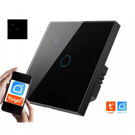   KAPCSOLÓ ÜVEG WIFI LÁMPA KAPCSOLÓ FEKETE SINGLE TUYA SMART FI60