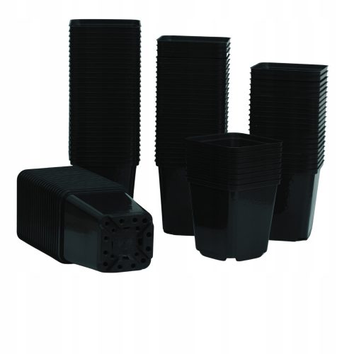  GARFIT virágcserép 9 cm x 9 x 10 cm, fekete műanyag