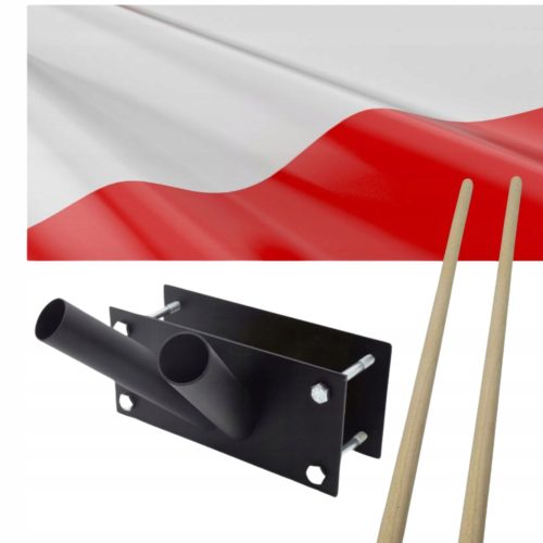 LENGYEL ZÁSZLÓ + ZÁSZLÓTARTÓ ERKÉLYHEZ DUPLAS ERKÉLY KÉSZLET, FEKETE