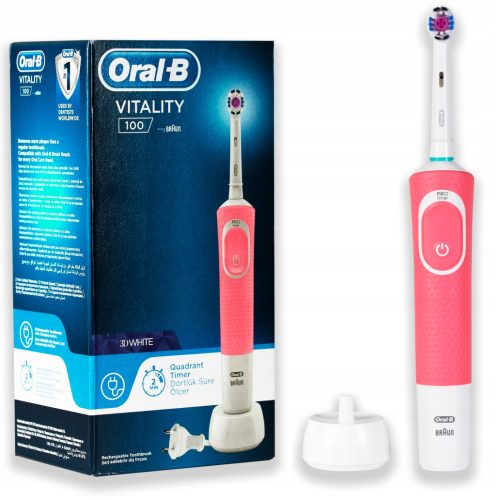  Oral-B Vitality D100 Braun technológiával készült elektromos fogkefe, rózsaszín