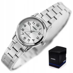    CASIO LTP-V001D NŐI ÓRA + DOBOZ + GRAVÍRÁS számok acél karkötő