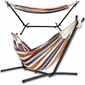   Függőágy - Carruzzo függőágy rúd nélkül, bézs és barna, 240 kg, 275 x 150