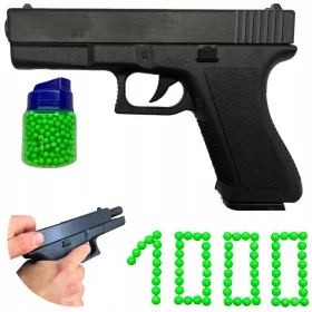    GLOCK 17 MŰANYAG GOLYÓPÜGYÚ FEGYVERUTÁNZÁS, FEKETE + 500x TARTOZÉK