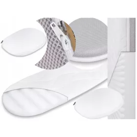    Bebetto babakocsi matrac Holland Manufaktura Középkemény matracok 72 x 33 x 3,5 cm + Ék gondolához Manufaktura Matracok fehér 38 x 30 x 7,5 cm