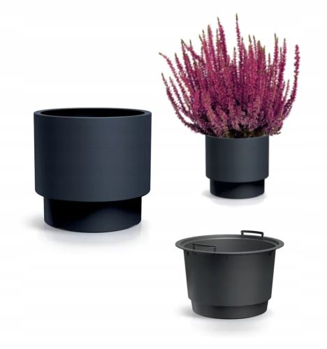  Prosperplast virágcserép 29,8 cm x 29,8 x 28 cm átmérő 29,8 cm műanyag szürke és ezüst árnyalatok