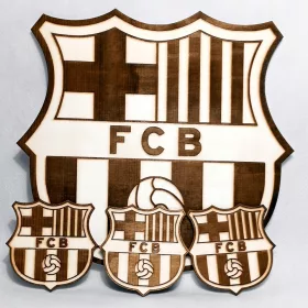  Falfestészet - SZETT 4 FC Barcelona Fa Képes Football Címer Ajándék címer