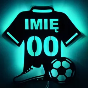   Falfestészet - Fali dekoráció sport focista labda GYEREKNÉV LED LÁMPA