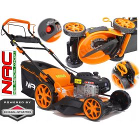    Benzines fűnyíró NAC kosárral, 125 cm³ kapacitással. kosár 60 l 46 cm