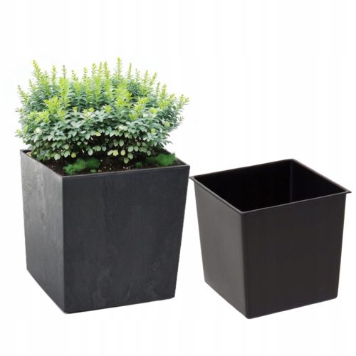  Lamela virágcserép 25 cm x 25 x 25,5 cm átmérője 25 cm műanyag fekete