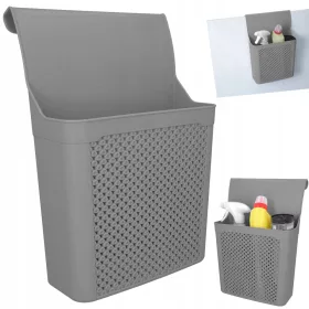   Fürdőszoba polc - SZÜRKE FÜGGŐ KOSÁR az ajtón, helytakarékos, praktikus tárolás