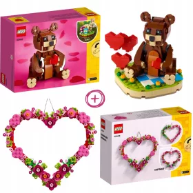    LEGO Creator 40638 szív alakú dekoráció + LEGO ICONS 404624 Valentin-napi lego maci lánynak ajándék mackó Valentin barna maci