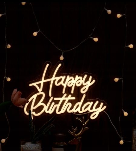  Neonfény LED felirat HAPPY BIRTHDAY YELLOW születésnapot