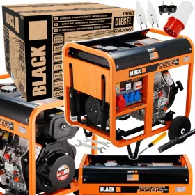   Hordozható háromfázisú fekete 6500 W-os dízel generátor