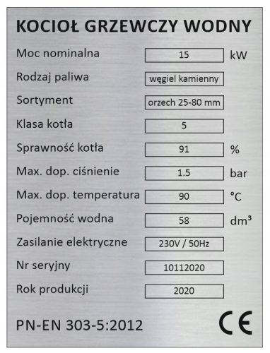 Fakályha, ökoborsószén, 15 kW-os kőszén