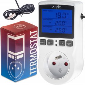    ELEKTRONIKUS TERMOSZTÁT SZABÁLYOZÓ Hőmérséklet 230V Tápcsatlakozó