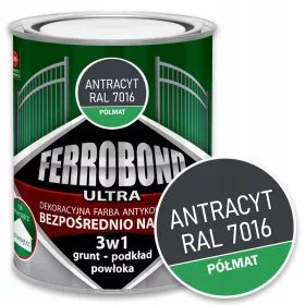   Olaj-ftál zománc fémhez Ferrobond 0,7 l szürke és ezüst árnyalatú félmatt
